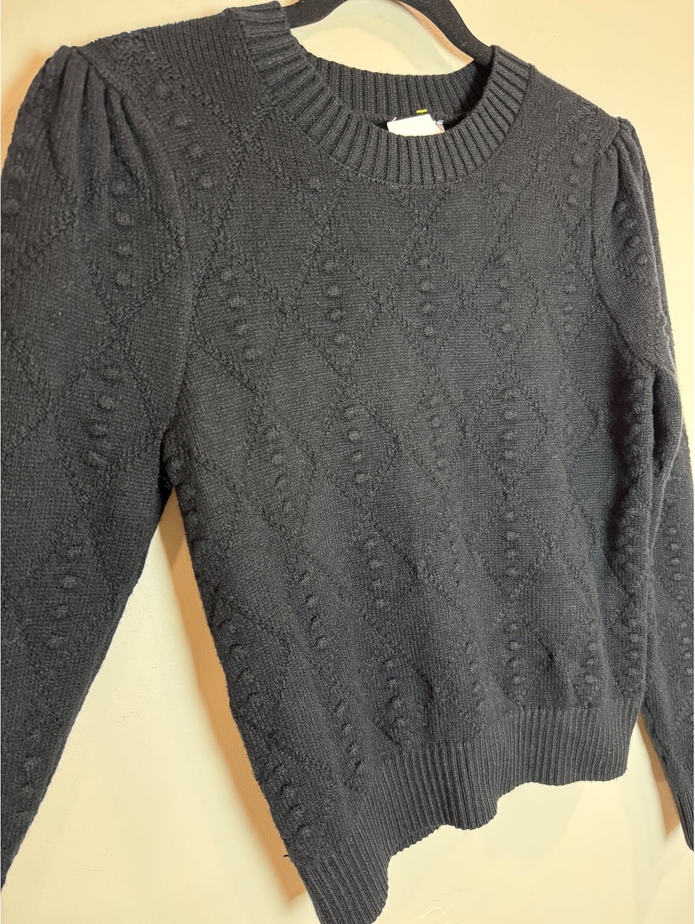 HYACINTH HOUSE Tuckernuck Diamond & Bobbles True Black Sweater XS MINIMALIST